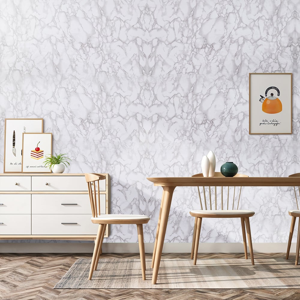 Living and Home White Wood Grain PVC Self Adhesive Flooring Image 7