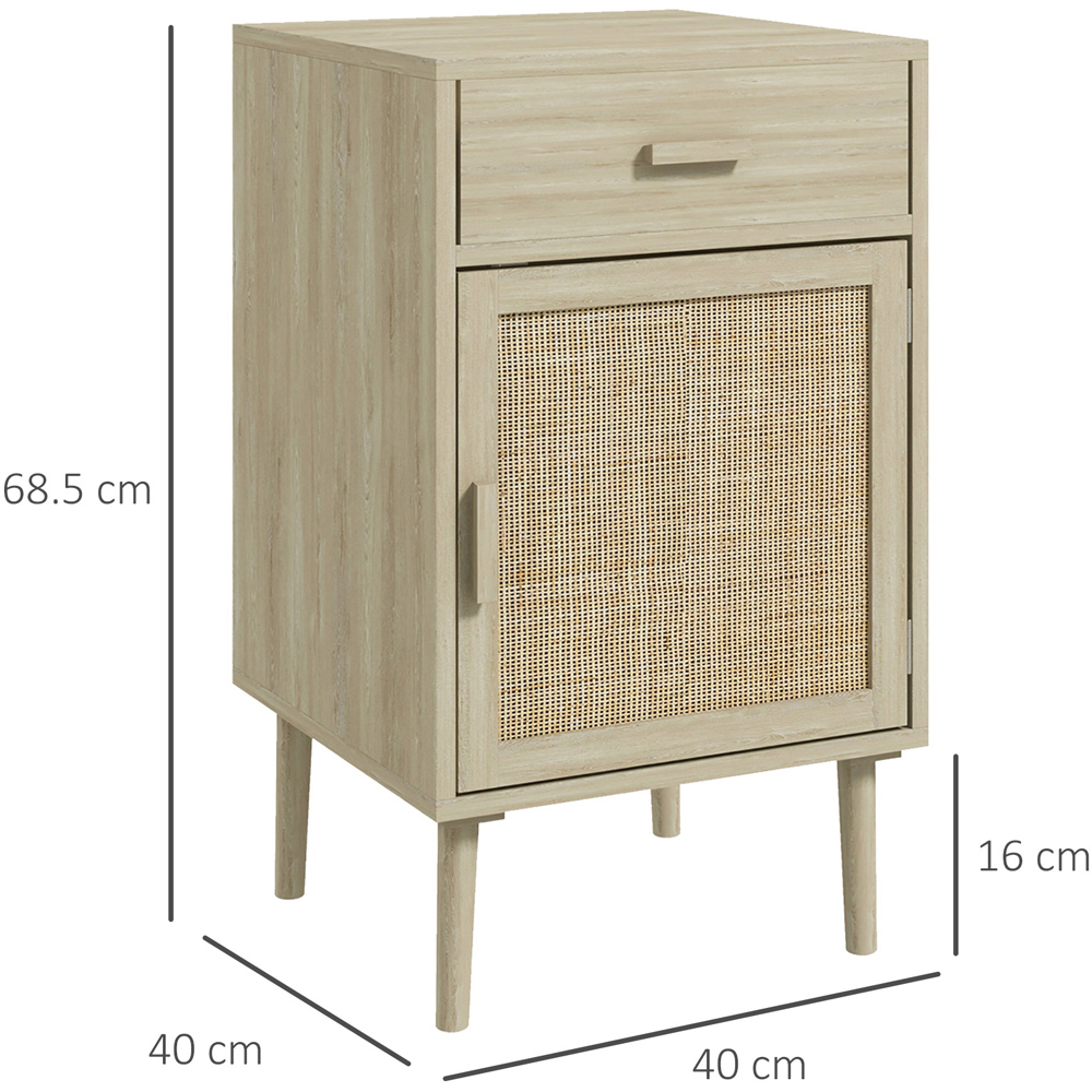 Portland Single Door Single Drawer Natural Bedside Table Set of 2 Image 9