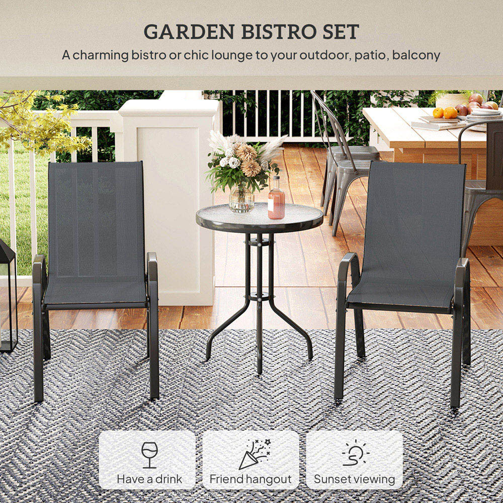 Outsunny 2 Seater Small Garden Bistro Set Dark Grey Image 4