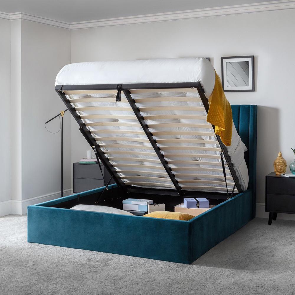Julian Bowen Langham Double Teal Headboard Storage Bed Image 9