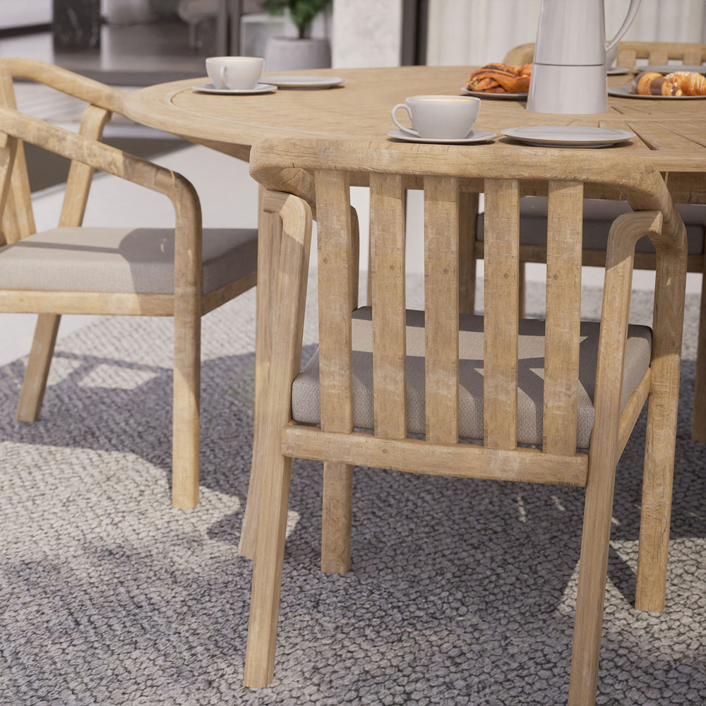 Royalcraft Maris 4 Seater Light Teak Acacia Wood Round Outdoor Bistro Set Image 5
