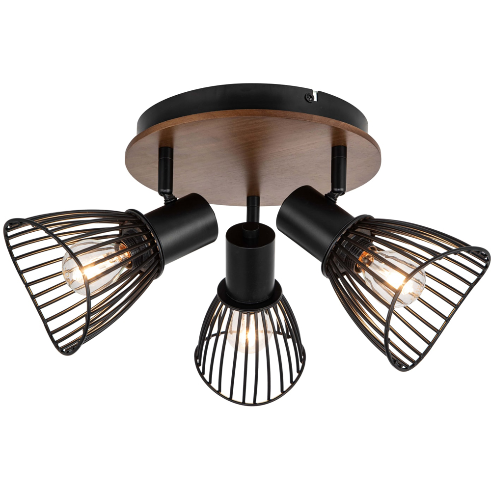 Cosylyte Hadley Matt Black 3 Light Wire Shade Spotlight Image 3