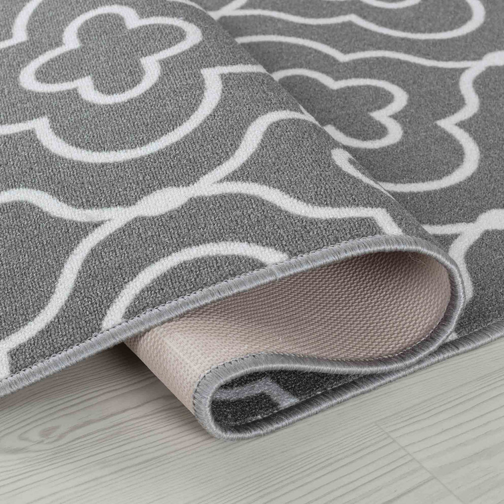 Desire Rugs Havana Grey Quatrefoil Anti Slip Door Mat 220 x 67cm Image 3