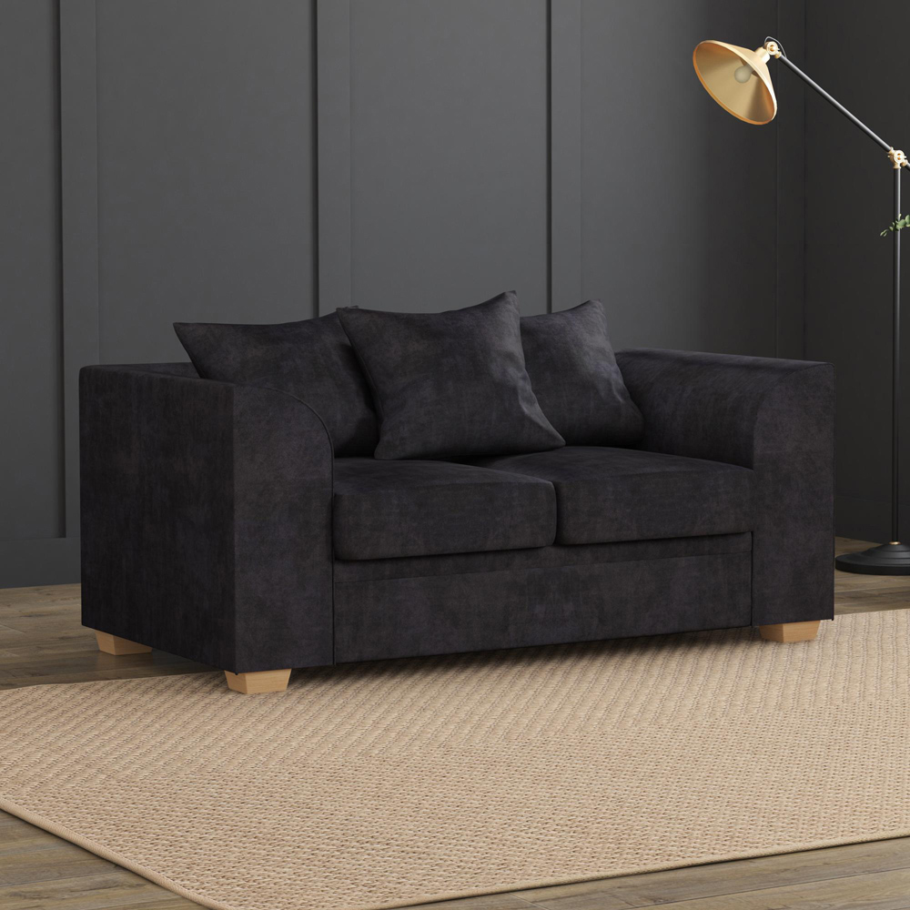 Modo 5 Seater Ebony Plush Velvet Scatter Back Sofa Set Image 4