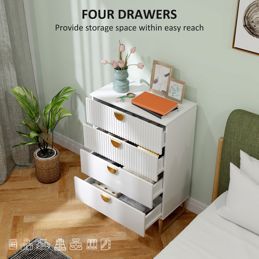 Portland 4 Drawer White Chest of Drawers Image 7