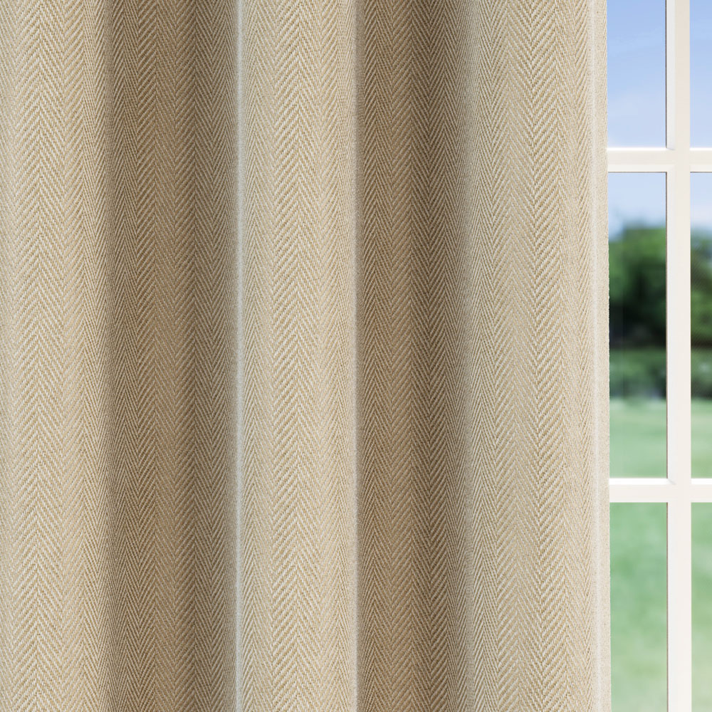 Enhanced Living Natural Herringbone Blackout Eyelet Thermal Curtains 168 x 229cm Image 3