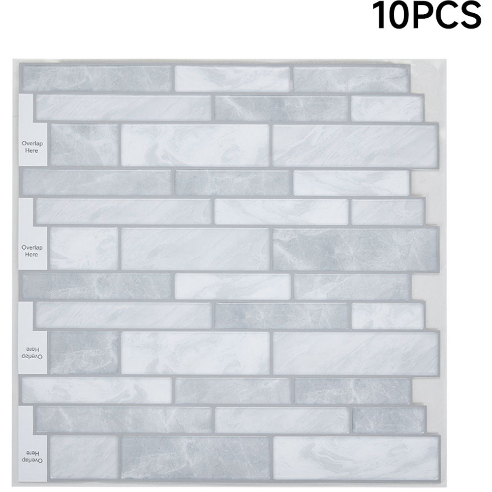 Living and Home Brick Effect Grey Self Adhesive Wall Tile Sticker 10 Pack Image 3