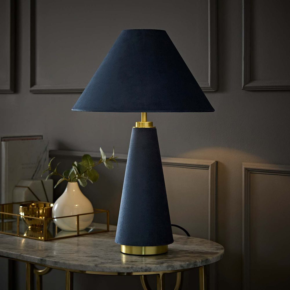 ValueLights Martha Denim Blue Conical LED Table Lamp with Bulb Image 6