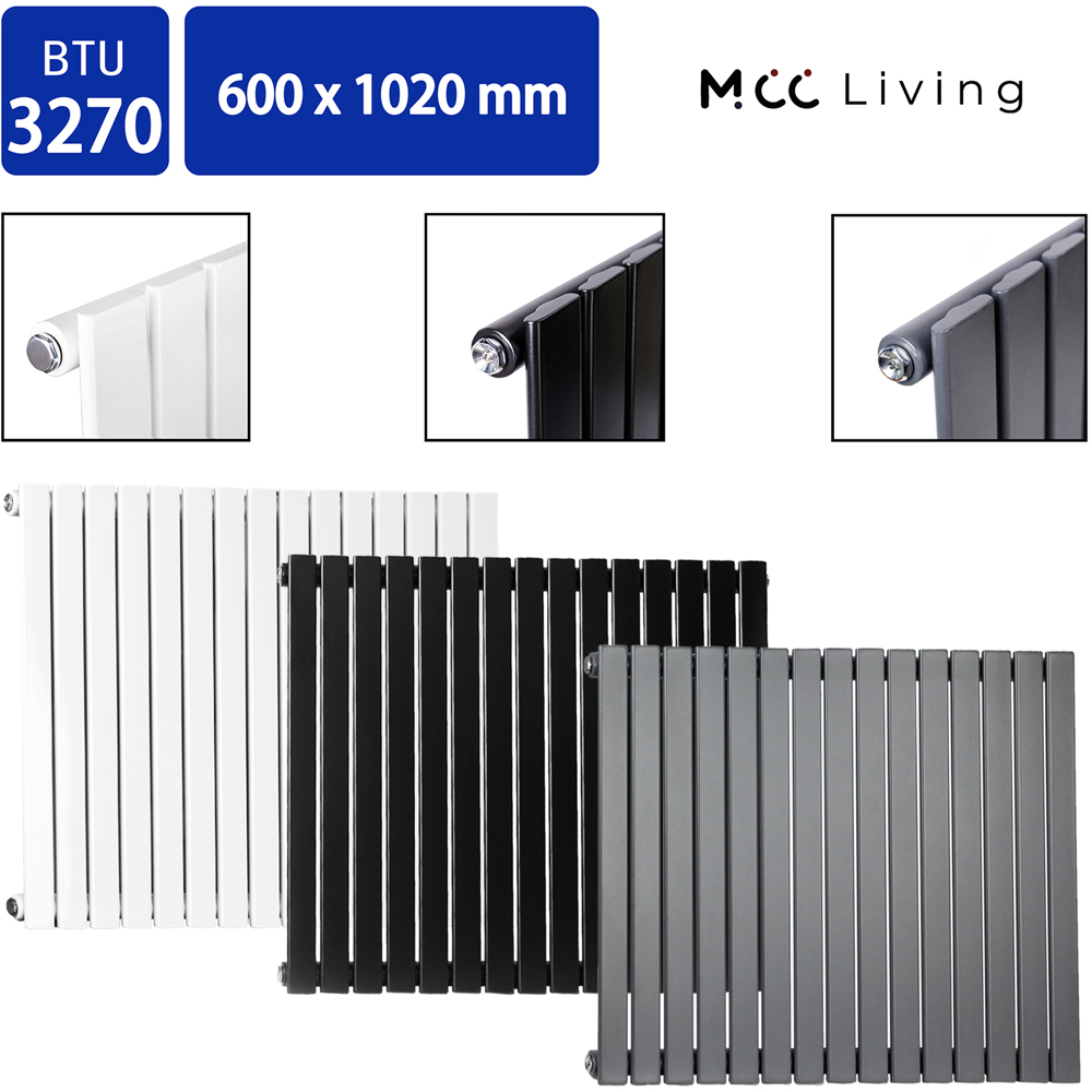 White 3270 BTU Single Flat Panel Vertical Column Radiator 600 x 1020mm Image 4