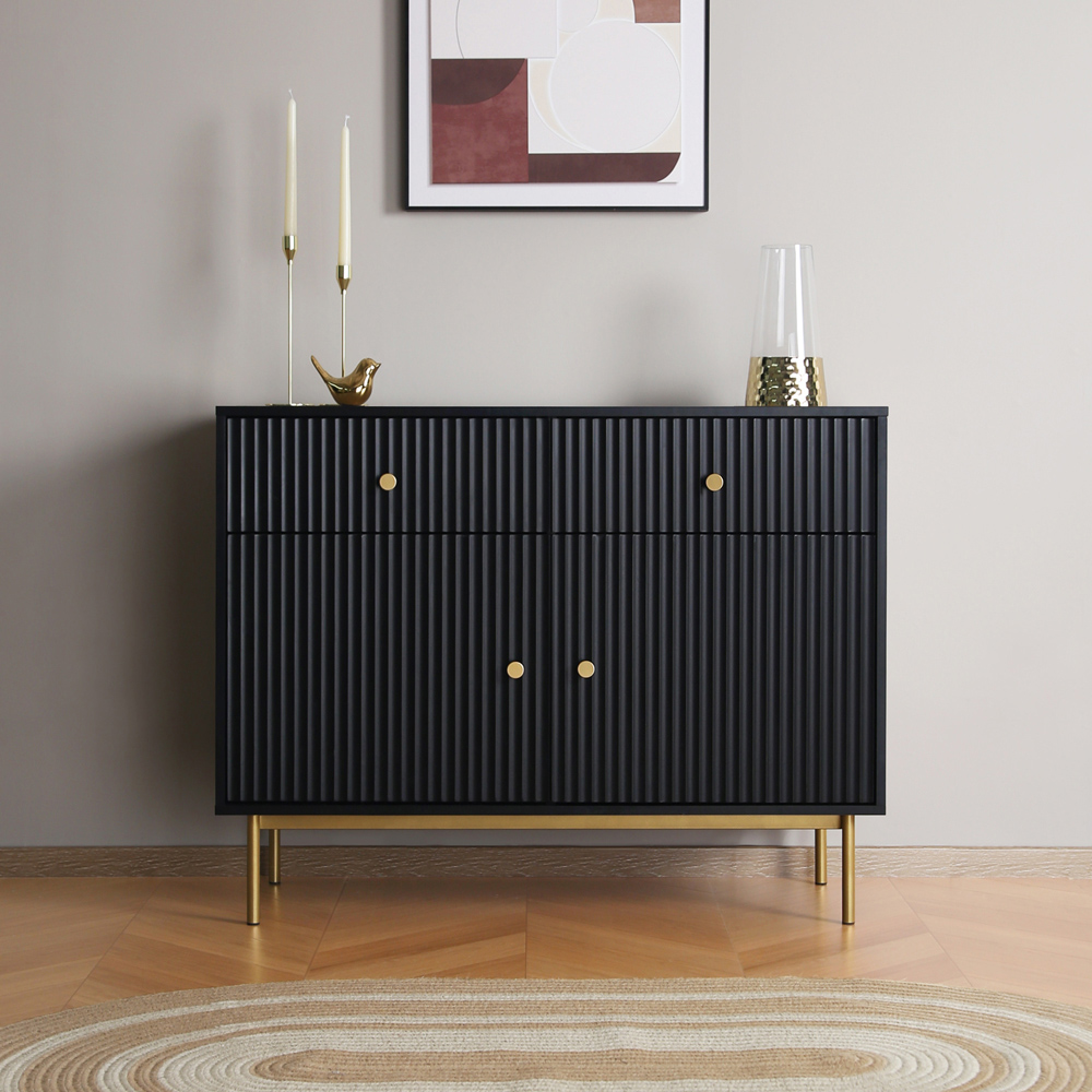 Devon 2 Door 2 Drawer Black Cabinet Image 3