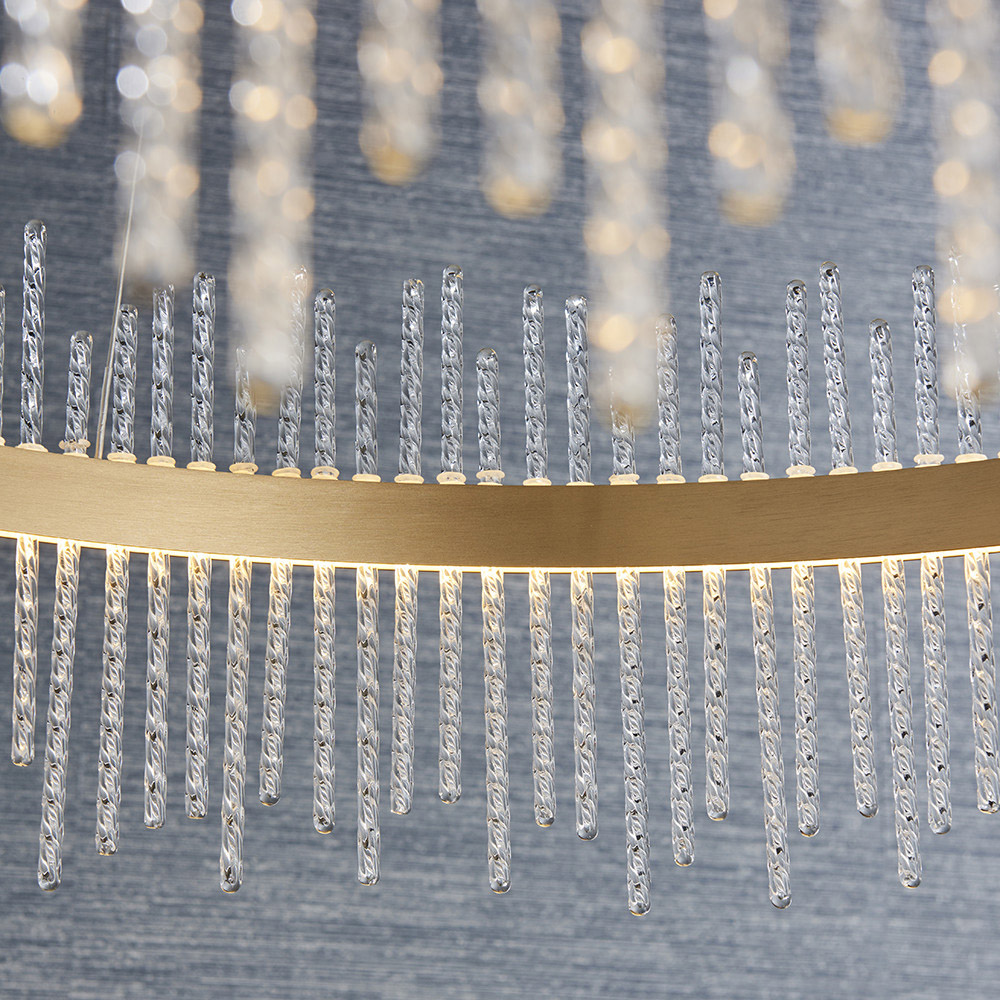 Merano Trapani Brushed Gold Glass Pendant Light Image 5