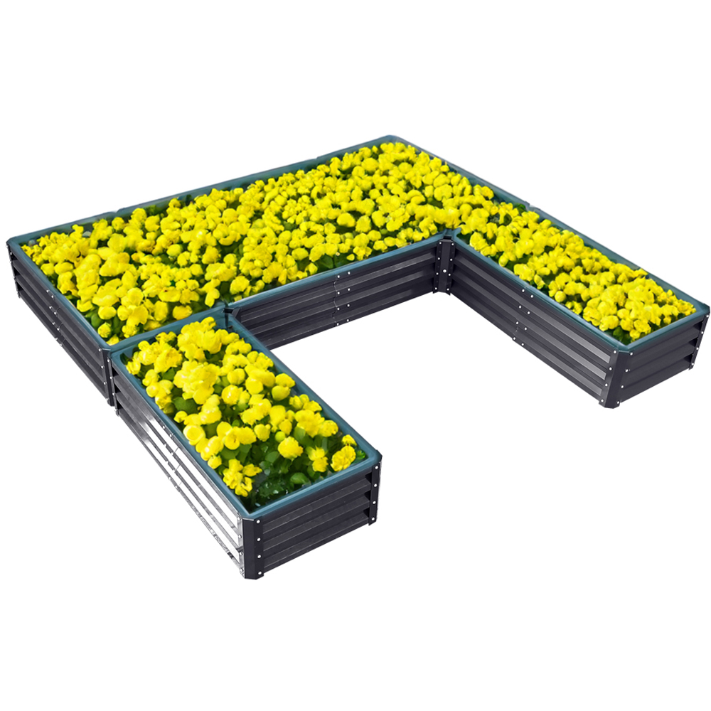 Living and Home 5 Compartment Black U-shaped Metal Raised Garden Bed Image 4