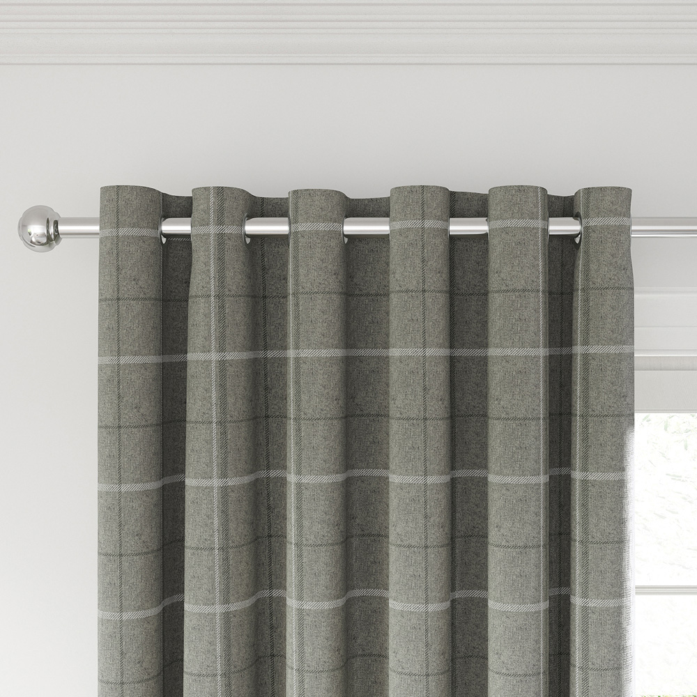 Helena Springfield Harper Woven Lined Silver Eyelet Curtains 168 x 137cm Image 2
