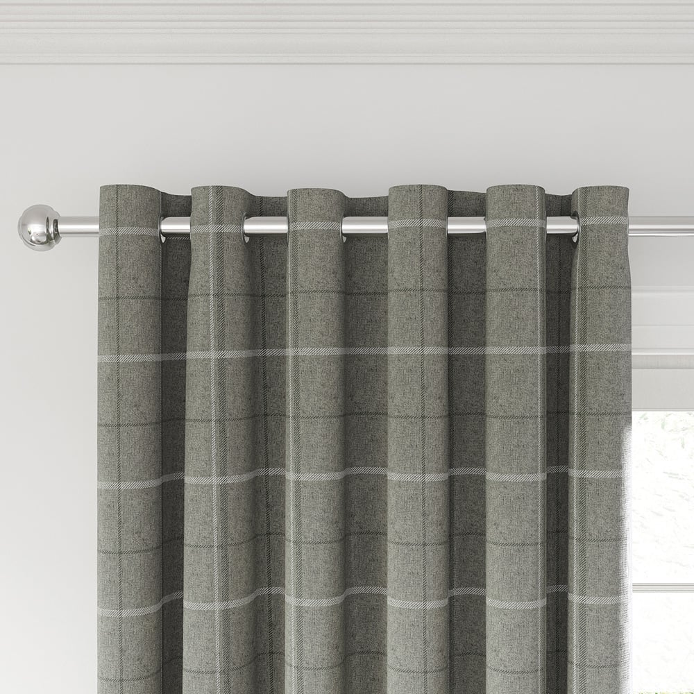 Helena Springfield Harper Woven Lined Silver Eyelet Curtains 168 x 183cm Image 2