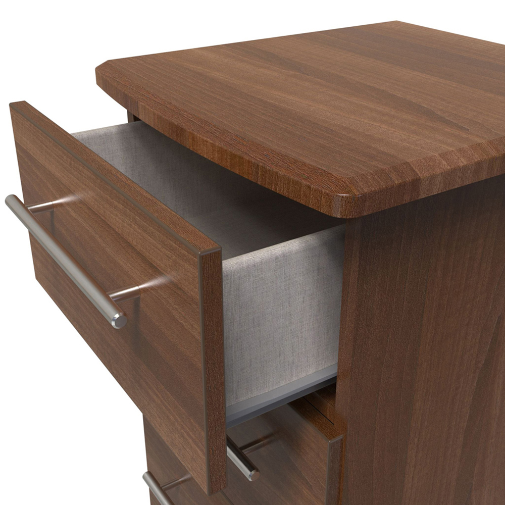 Crowndale Sherwood 3 Drawer Noche Walnut Bedside Cabinet Image 6