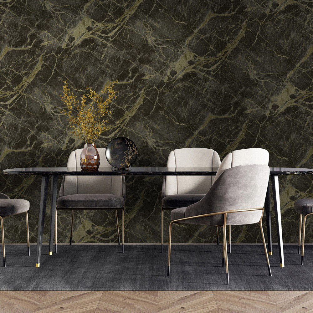 Holden Portoro Marble Charcoal Gold Wallpaper Image 3