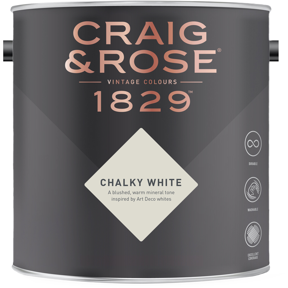 Craig & Rose Kitchen and Bathroom Chalky White Eggshell Paint 2.5L Image 2