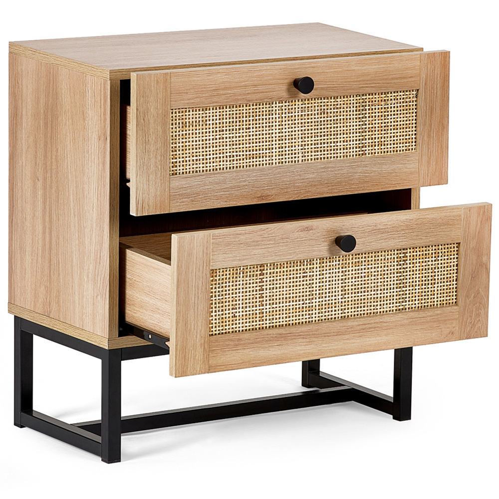 Julian Bowen Padstow 2 Drawer Oak Bedside Table Image 3