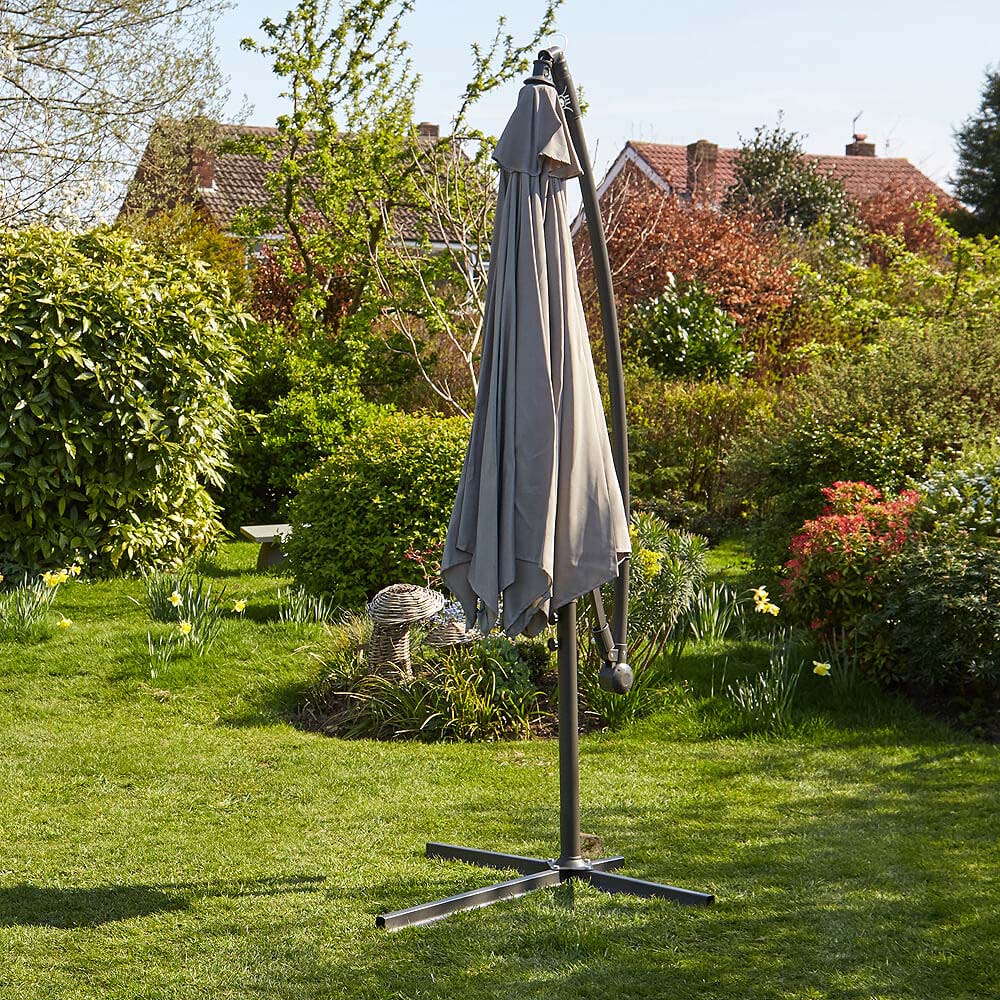 Home Source Gozo Grey Overhanging Cantilever Crank Parasol Image 4