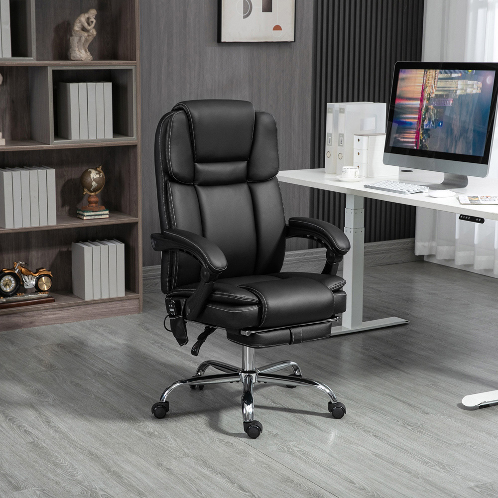 Portland Black PU Leather Massage High Back Recliner Office Chair Image 3