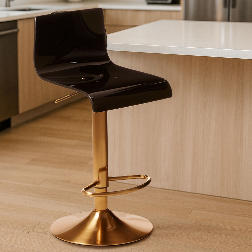 Premier Housewares Baina Black Acrylic Seat and Gold Base Bar Stool Image 3