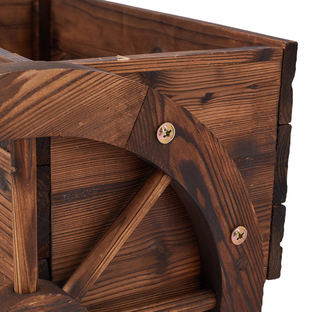 Living and Home 2 Tier Wooden Planter with Wagon Design Image 5