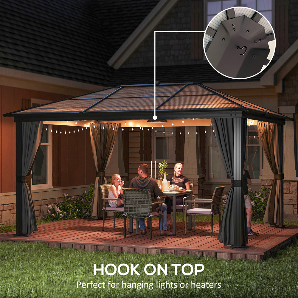 Outsunny 4.2 x 3.6m Black Aluminium Frame Hardtop Gazebo Image 3