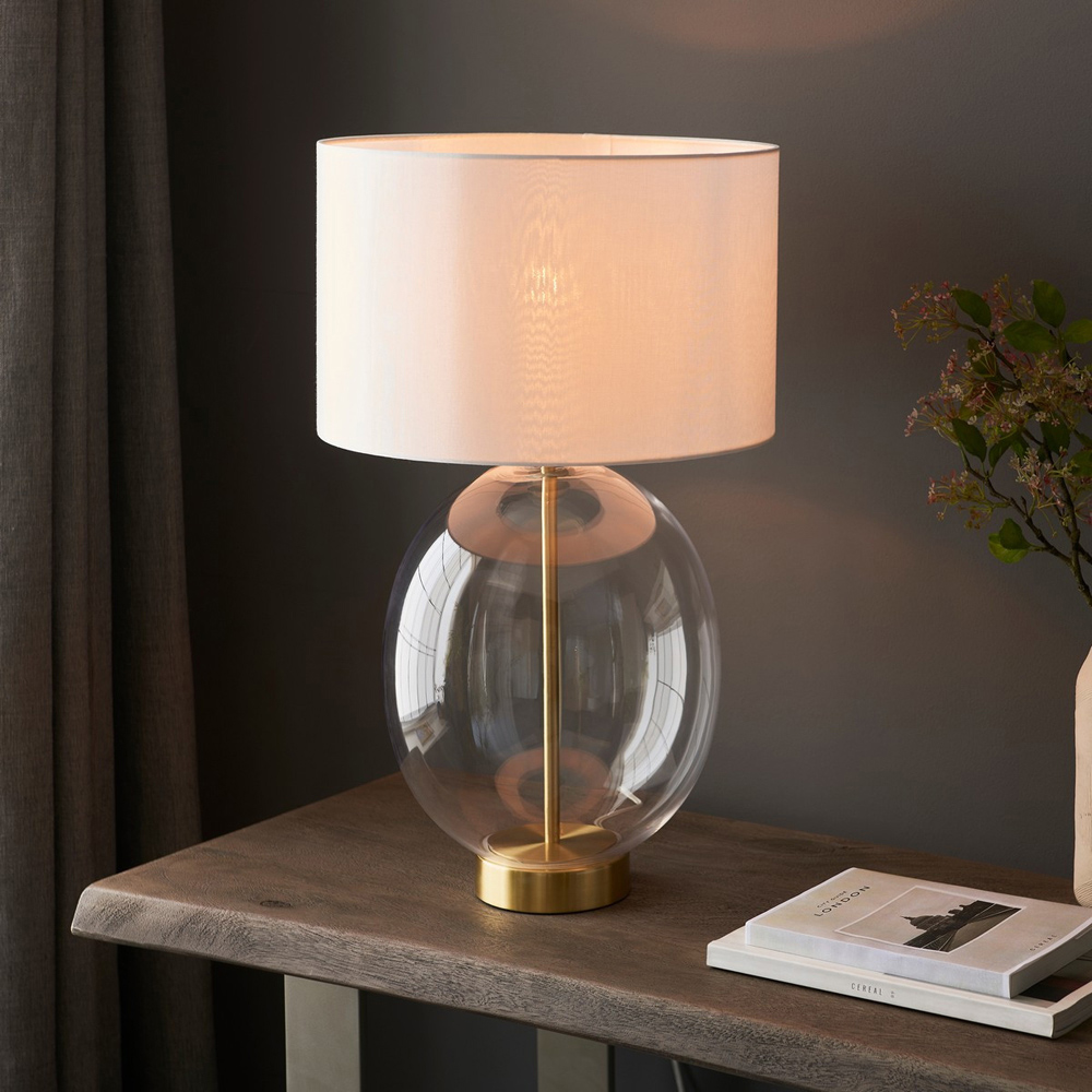 Merano Lecce Satin Brass Round Table Lamp Image 6