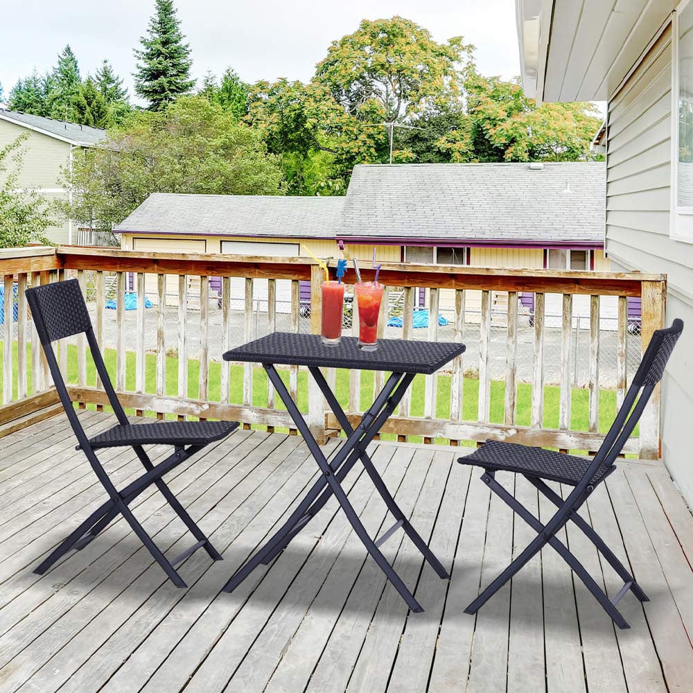 Outsunny 3 PCS Rattan Bistro Set Black Image 1