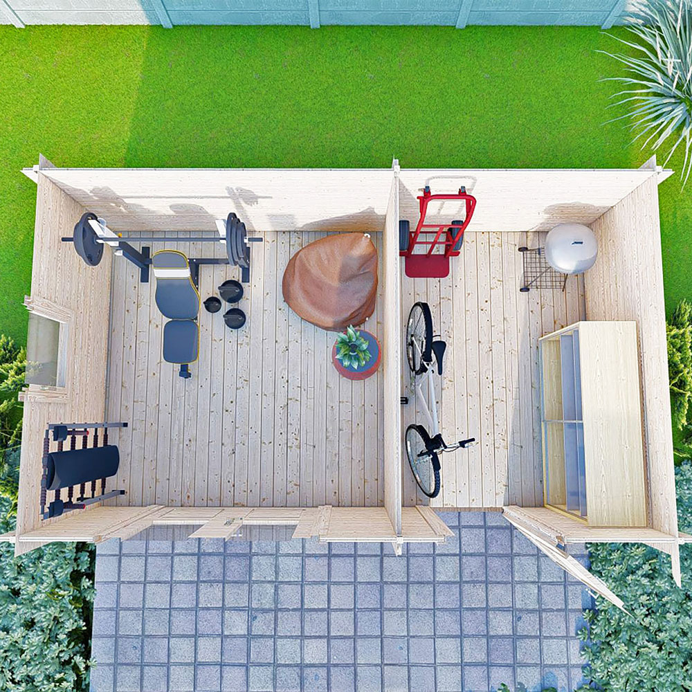 Shire Deko 16 x 10ft Single and Double Door Log Cabin Image 4
