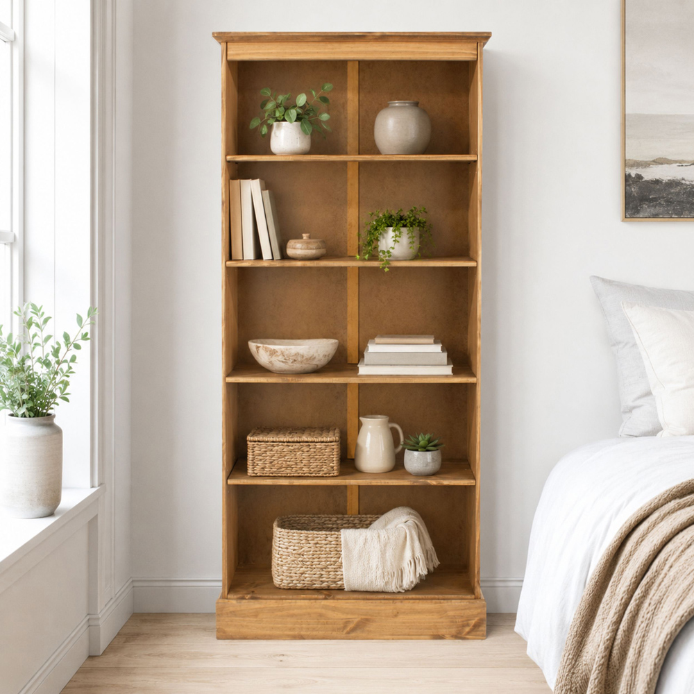 Core Products Corona 5 Shelf Pine Wood Tall Bookcase Image 5