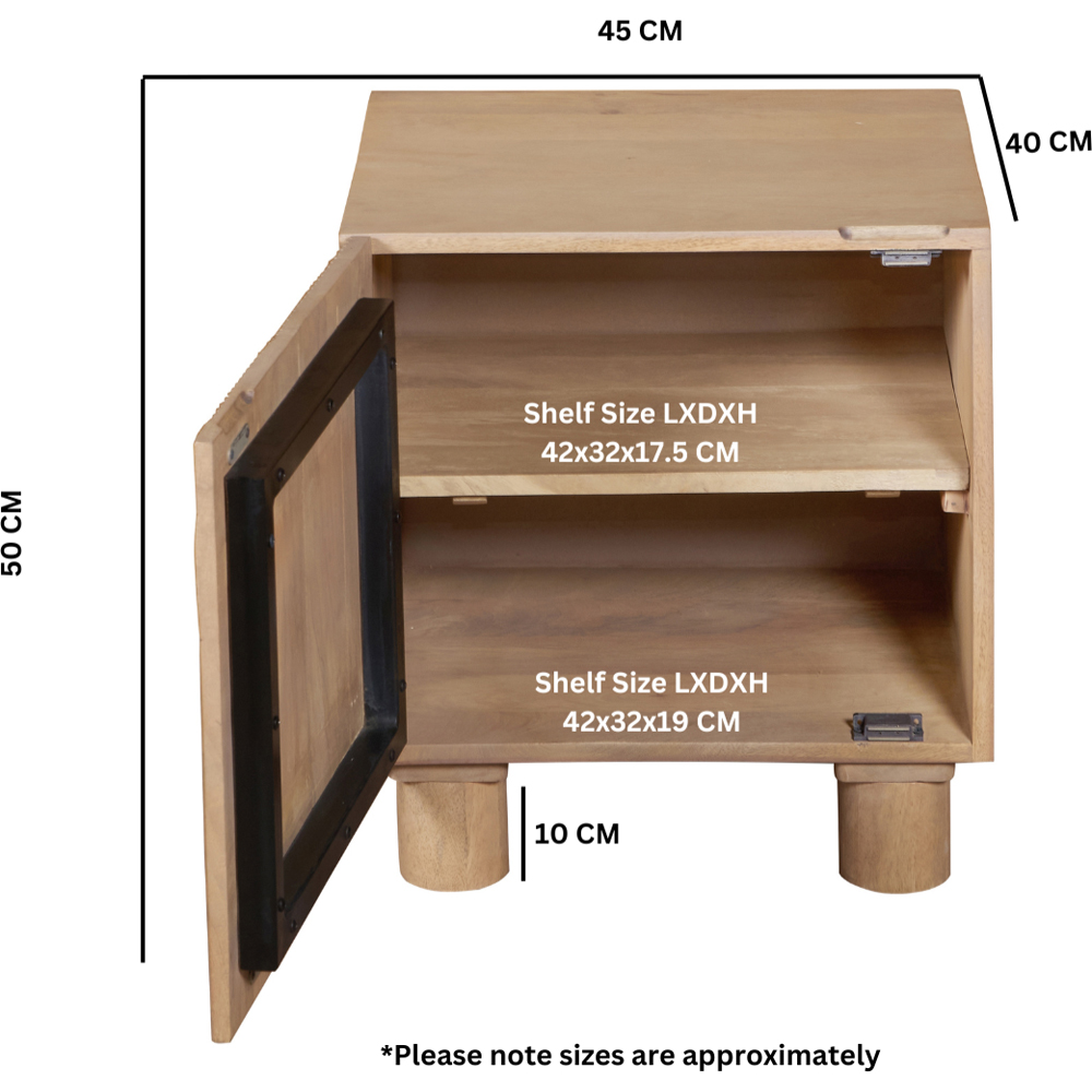 IH Design Ajmer Single Door Solid Wood Bedside Table Image 6