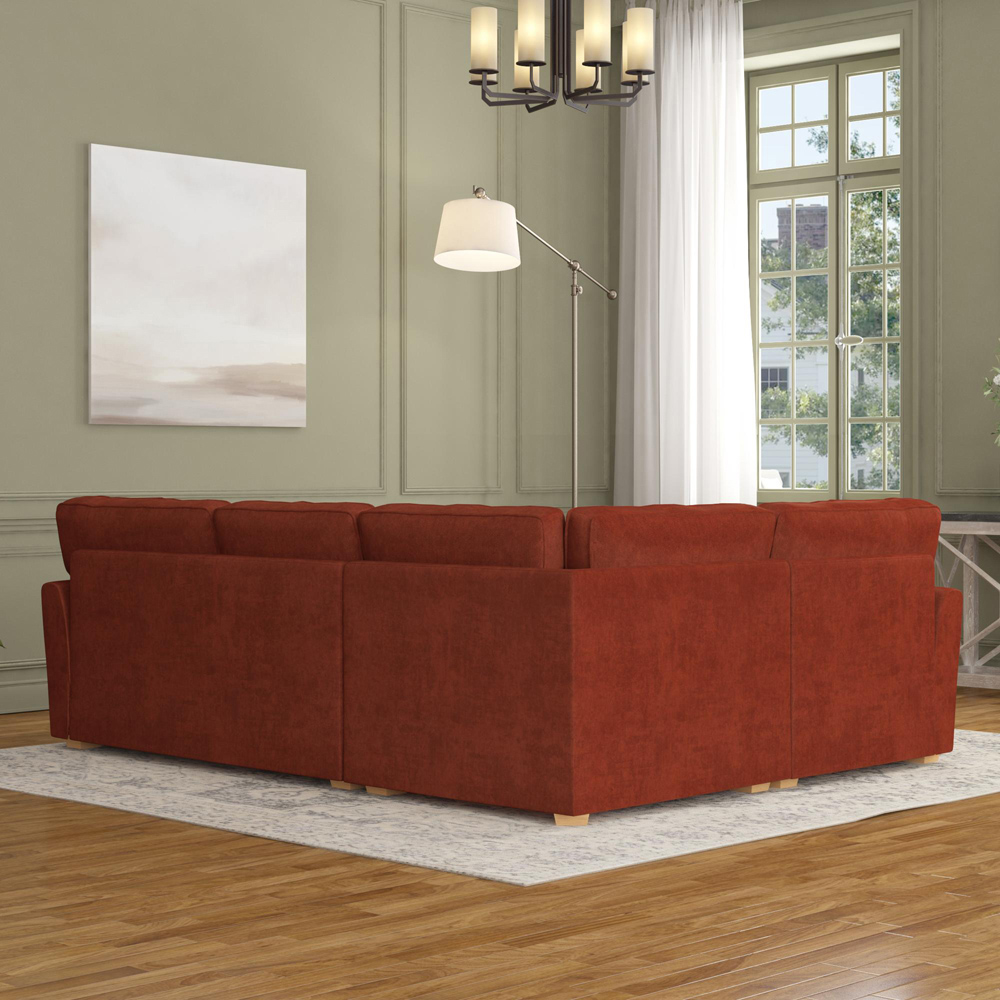 Wendleberry 3 Seater Marmalade Plush Velvet Fixed Back Left Hand Corner Sofa Image 6