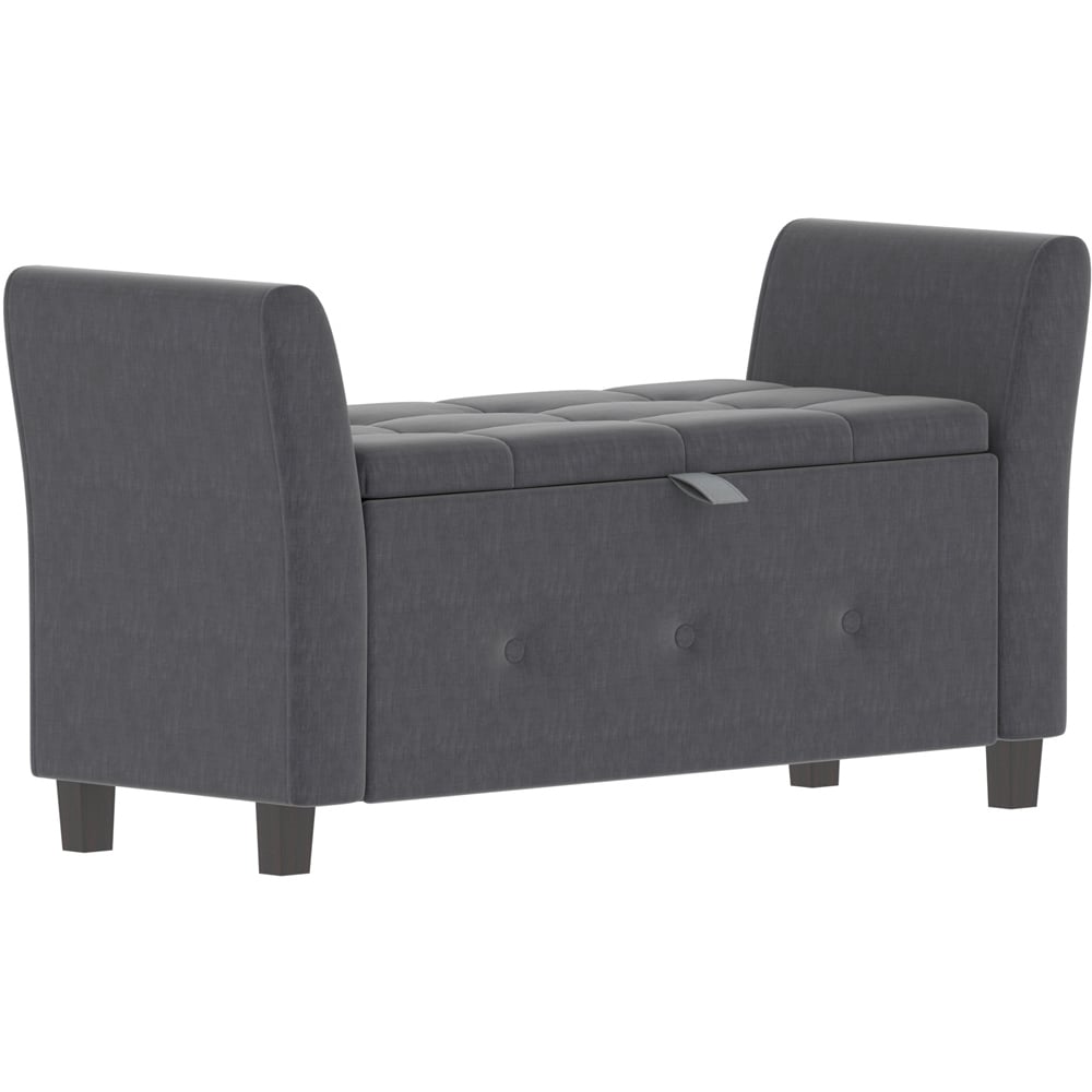Vida Designs Seville Linen Dark Grey Storage Ottoman Image 2