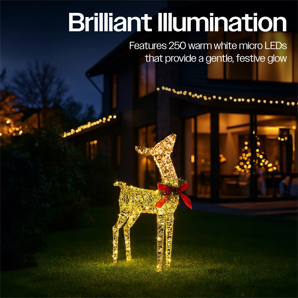 Xmas Haus Gold 250 Warm White LED Head Up Deer Christmas Decoration 2ft Image 6