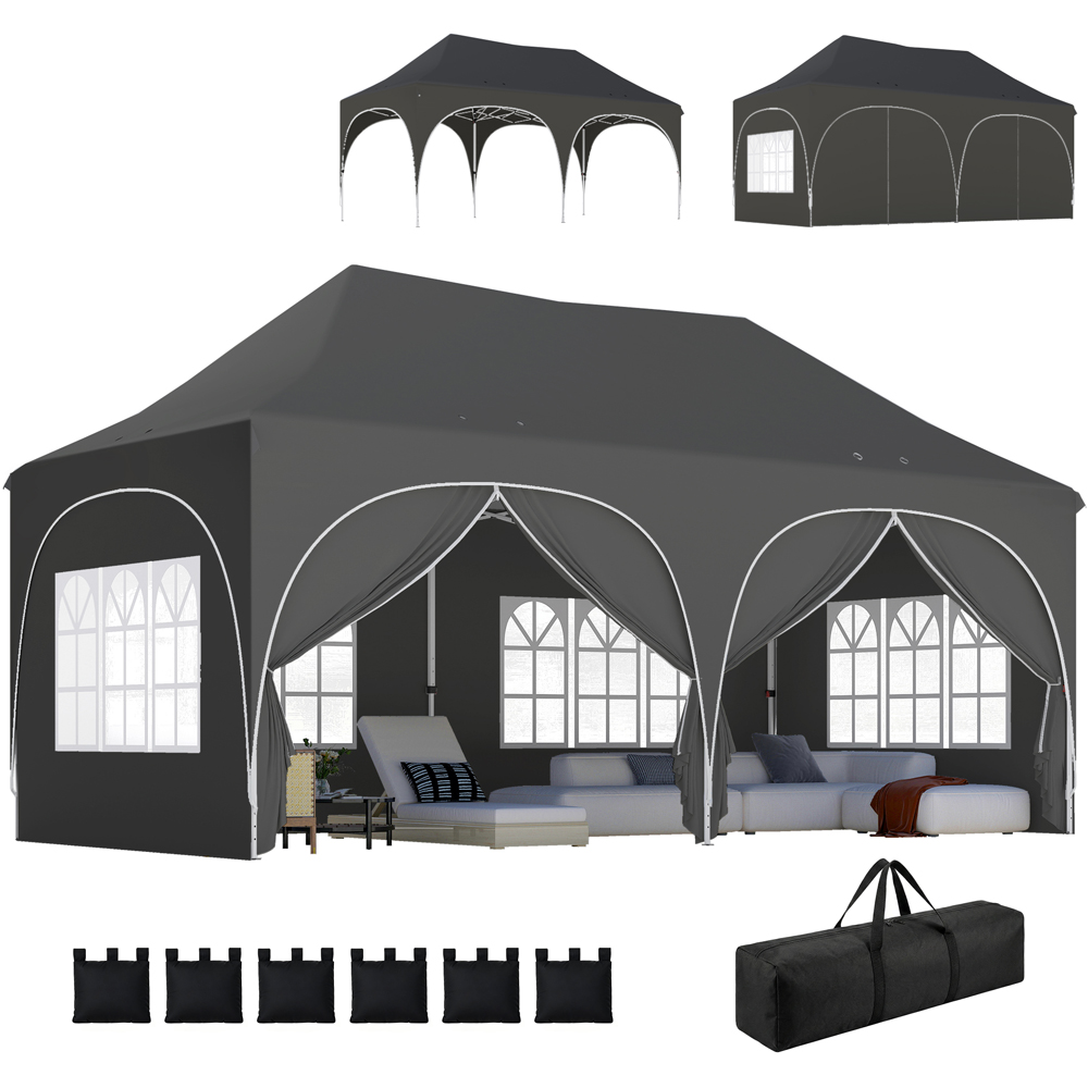 Outsunny 3 x 6m Grey Pop Up Gazebo with Detachable Sidewalls Image 2