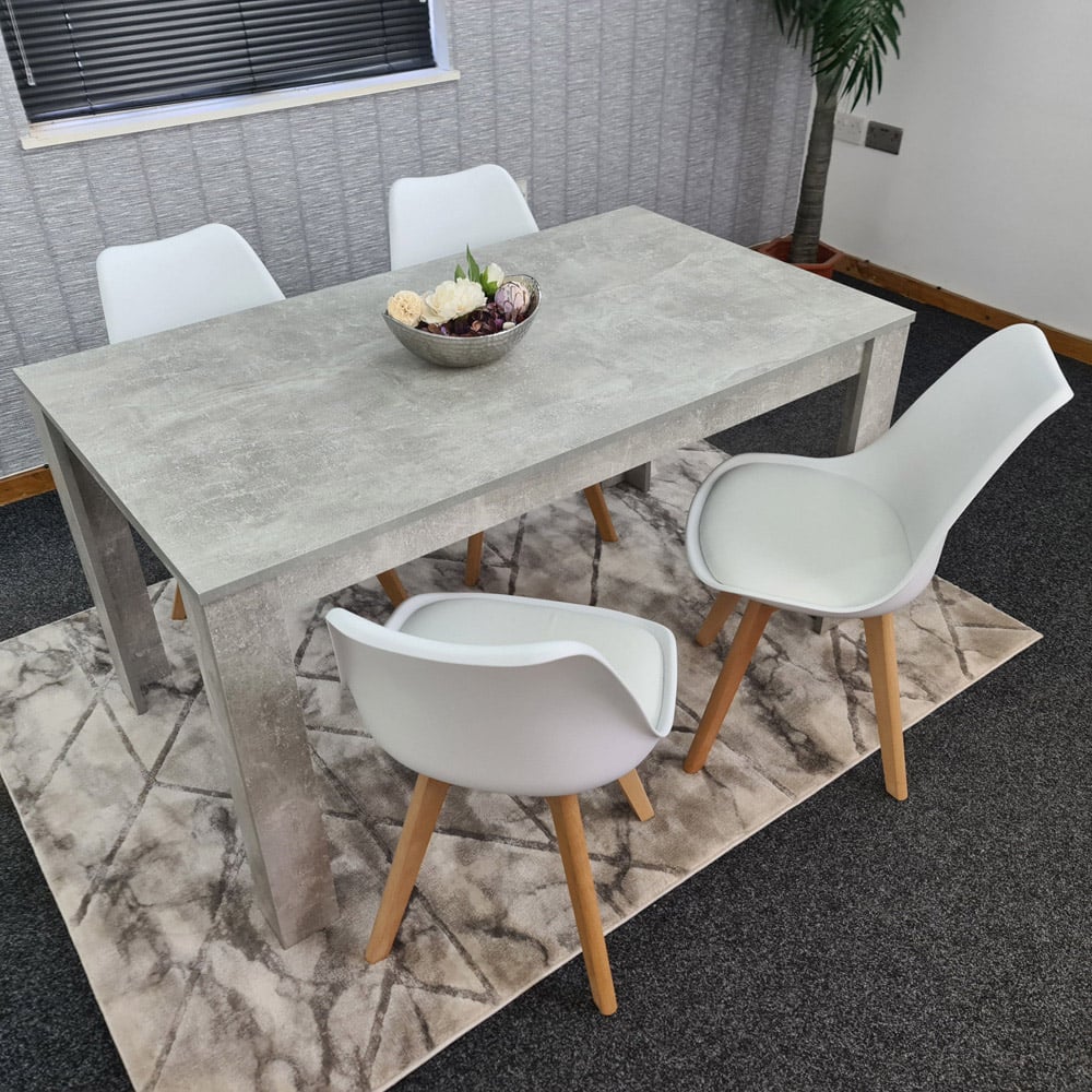 Portland Plastic Leather 4 Seater Dining Set Stone Grey and White Image 7