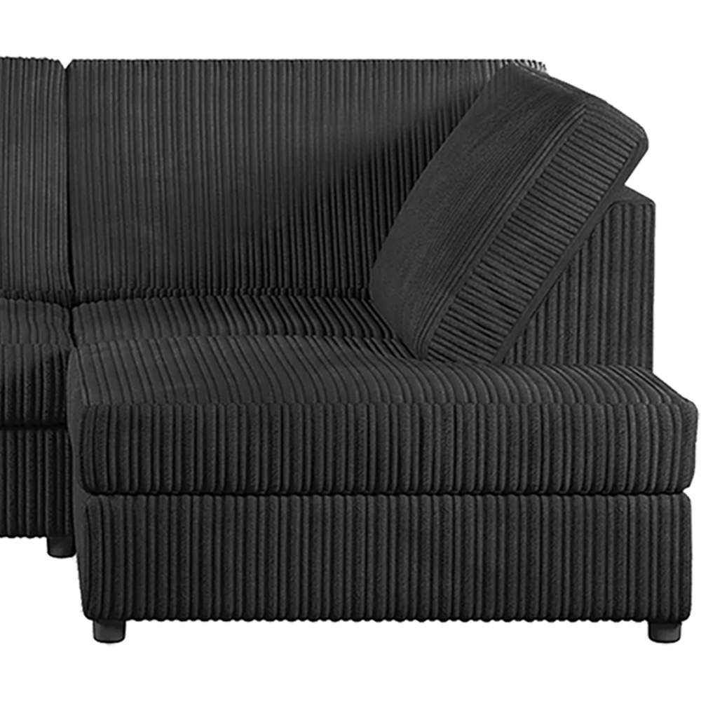 Luxor 4 Seater Black Jumbo Cord Full Back Right Hand L Shape Corner Sofa Image 3