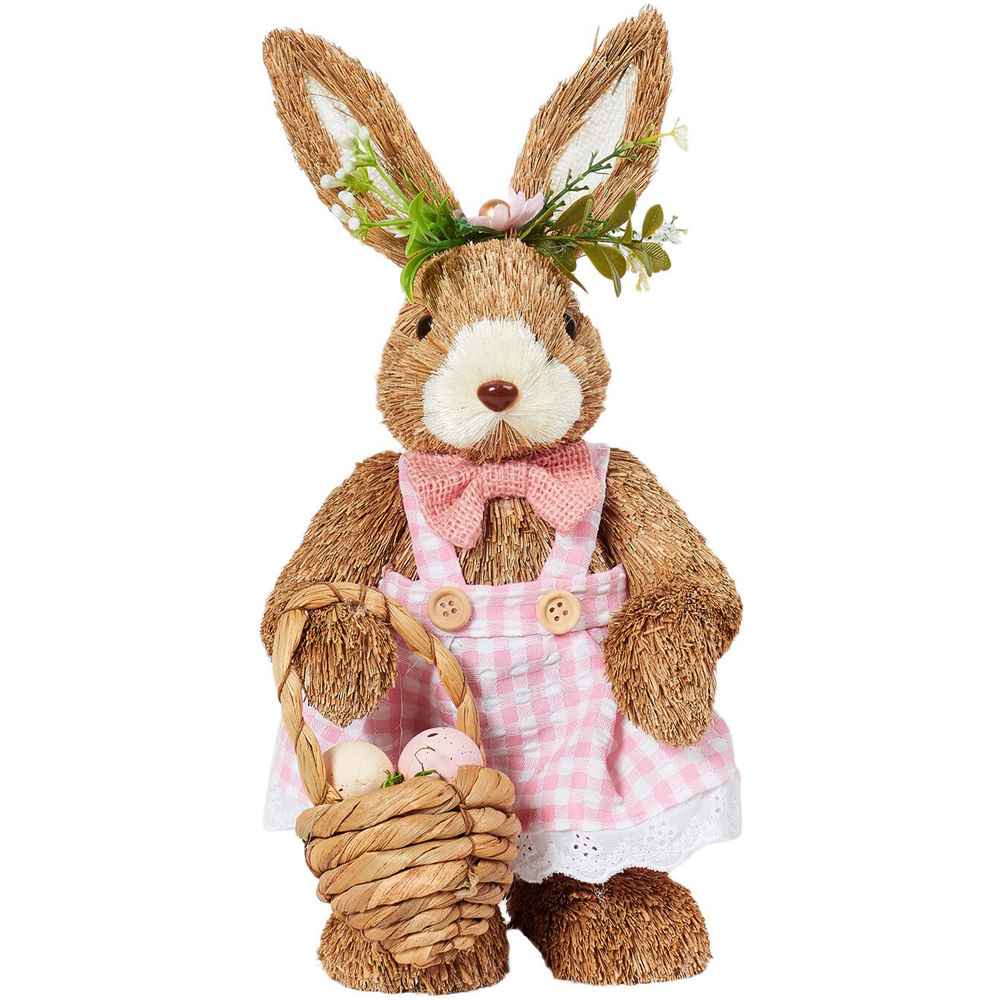 Single Brown Wicker Easter Bunny Decoration in Assorted styles Image 2