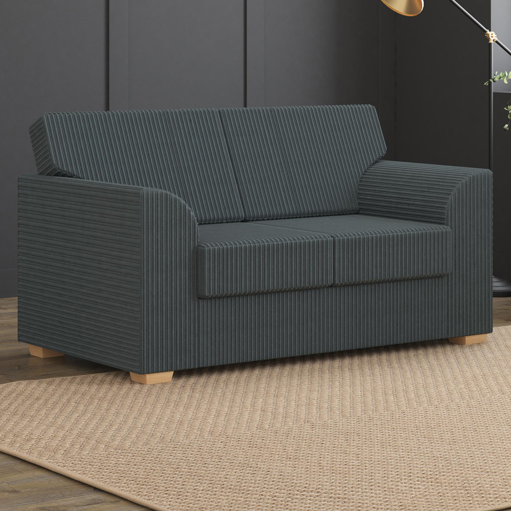 Modo 5 Seater Charcoal Jumbo Cord Fixed Back Sofa Set Image 4