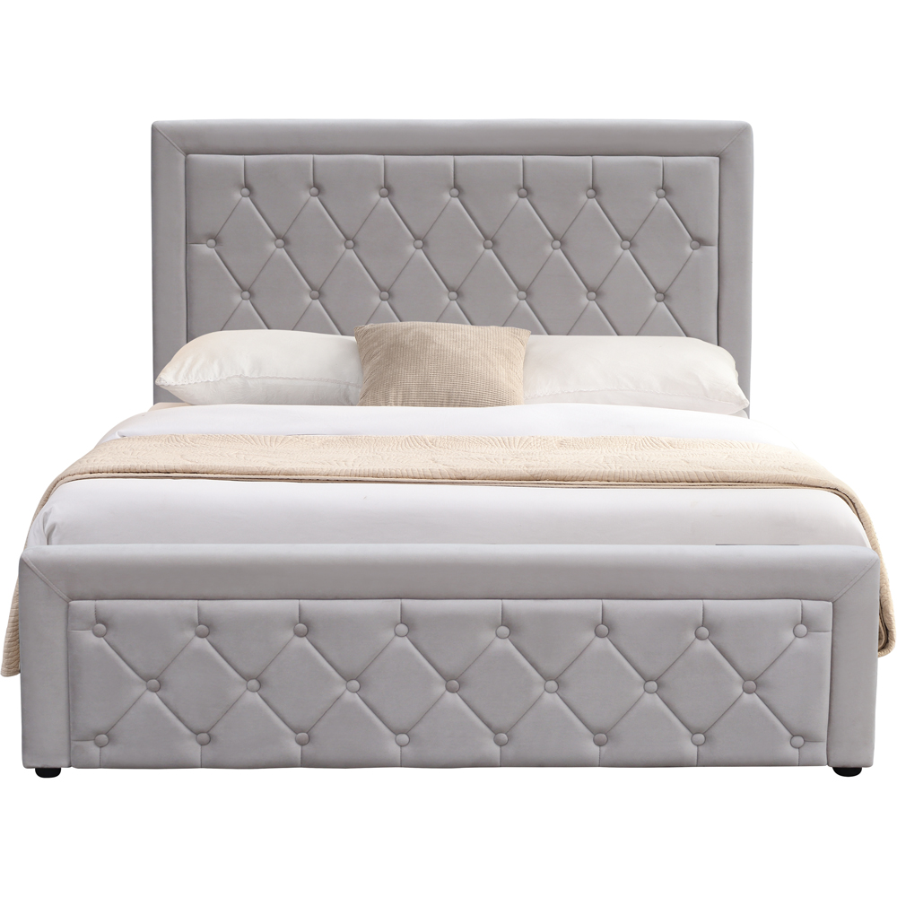 Kosy Koala Small Double Grey Velvet Tufted Gaslift Ottoman Bed with Mattress Image 5