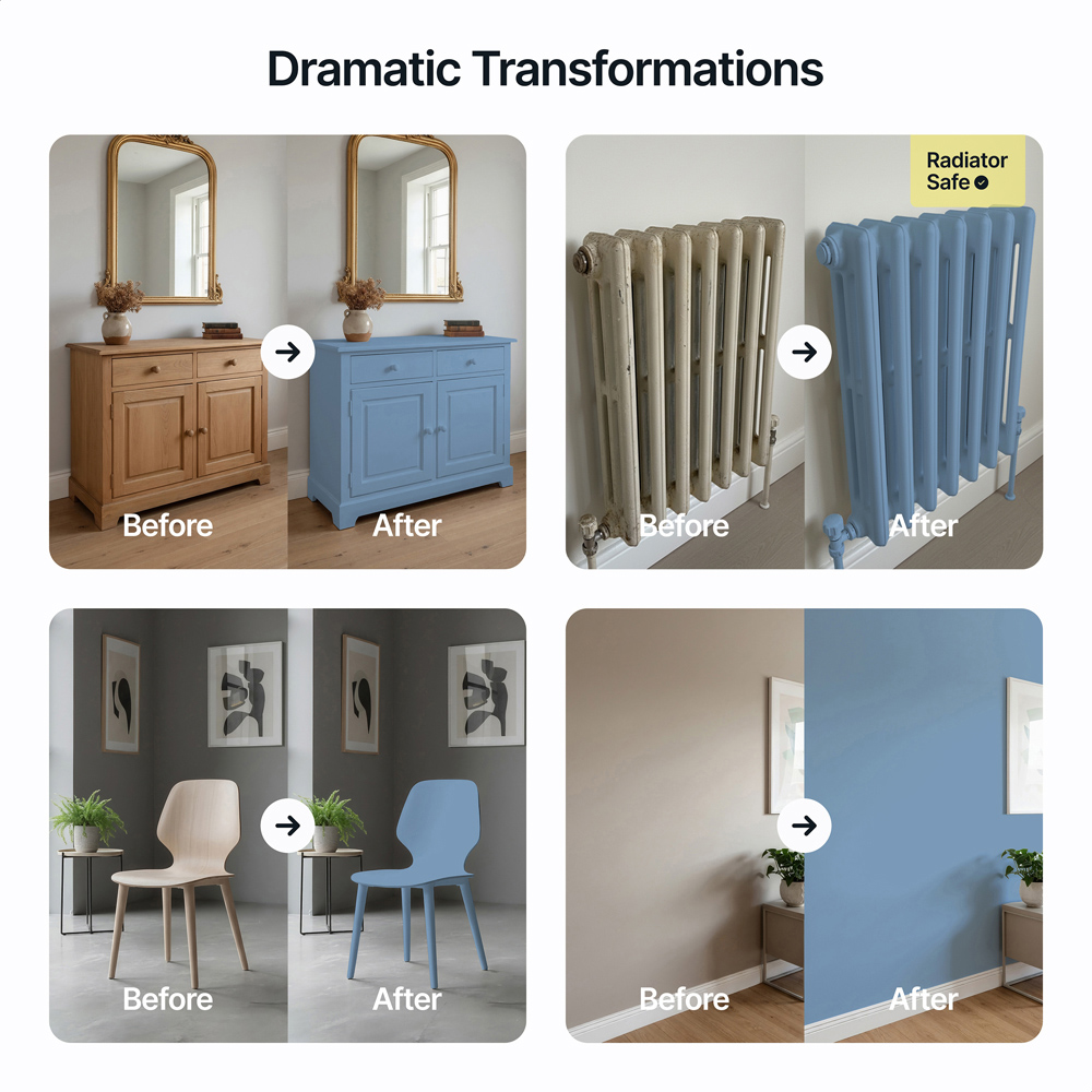 Hemway Pacific Blue Furniture and Walls Matt Chalk Paint 1L Image 5