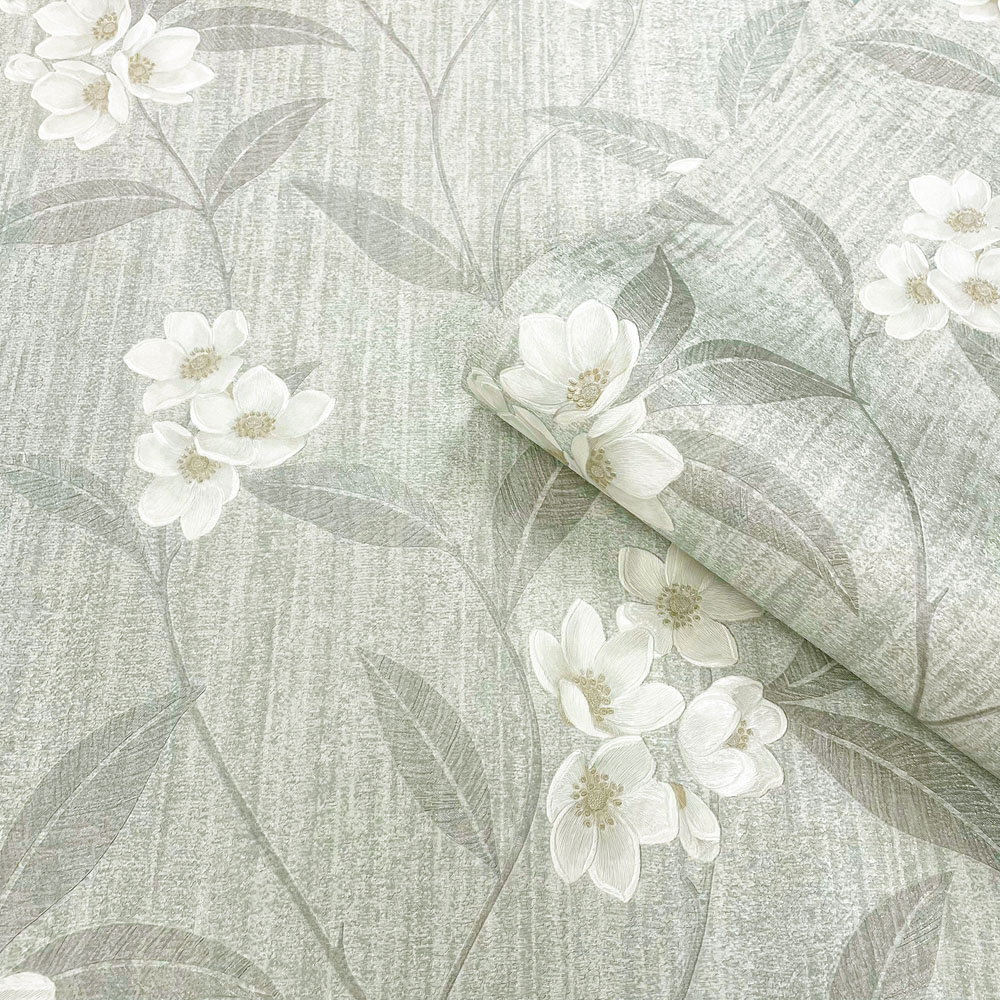 Belgravia Decor Giovanna Floral Cream Grey Wallpaper Image 2
