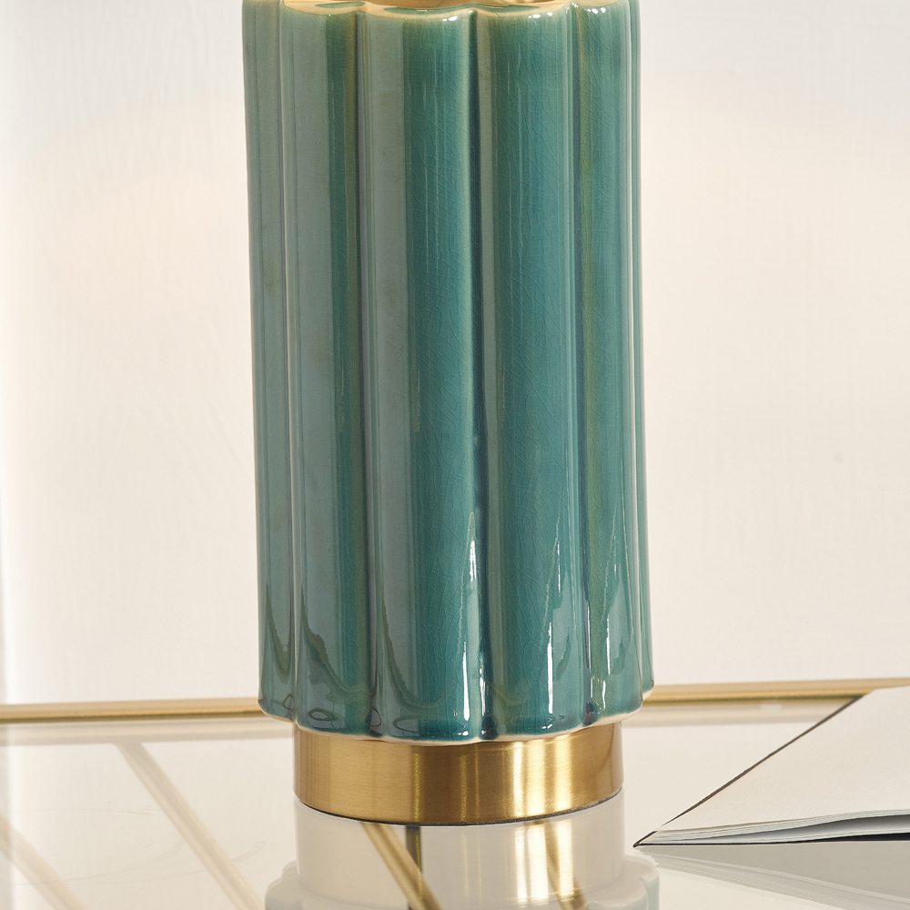 Pacific Lifestyle Lushan Green Scalloped Ceramic Table Lamp Image 4