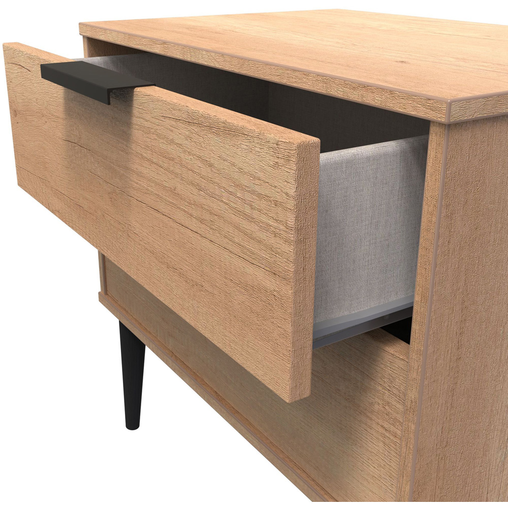 Crowndale Hong Kong 2 Drawer Nebraska Oak Side Table Ready Assembled Image 6