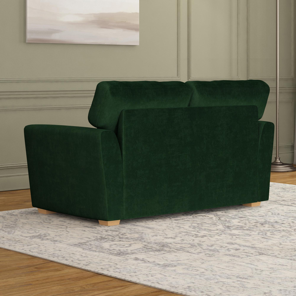 Wendleberry 2 Seater Forest Green Plush Velvet Fixed Back Sofa Image 6