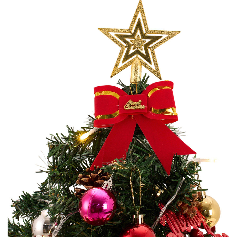Living and Home LED Lights Baubles and Gold Star Top Mini Artificial Christmas Tree 1.8ft Image 5