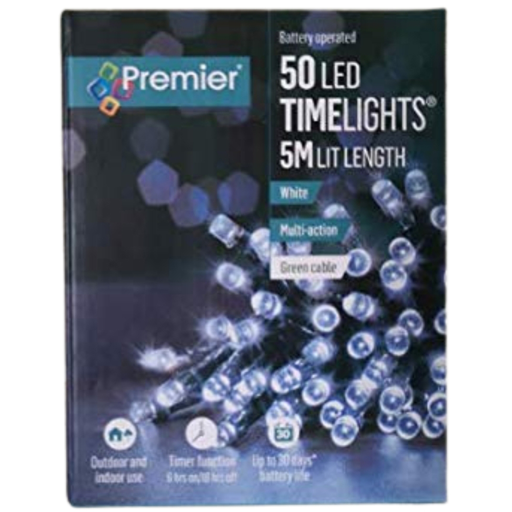 Premier TimeLights 50 Cool White LED Multi-Function Christmas String Light 5m Image 5