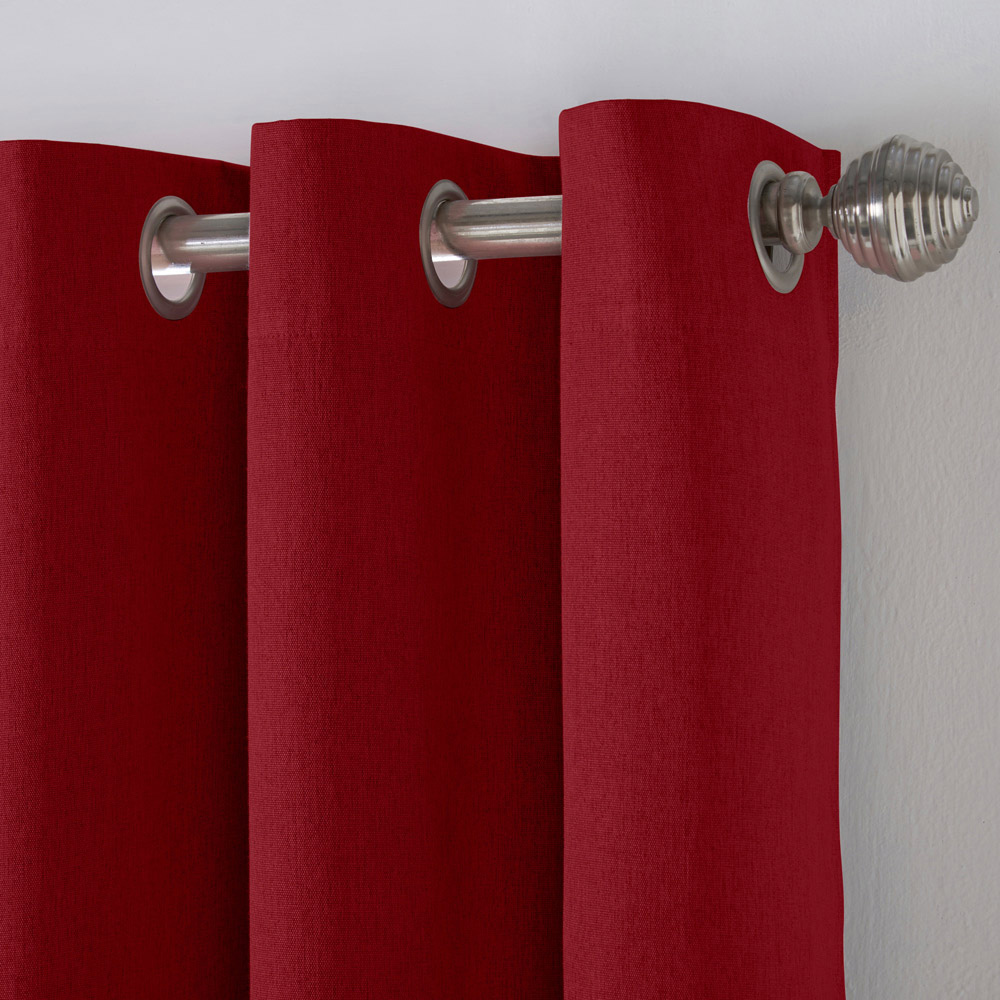 Alan Symonds Red Linen Look Blackout Ring Top Eyelet Curtains 161 x 183cm Image 3