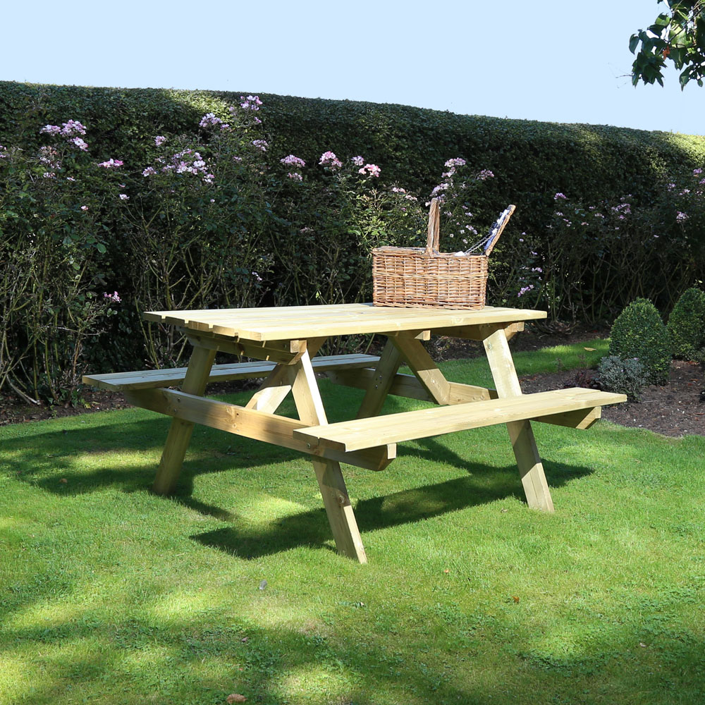 Charles Bentley 4 Seater Timber Picnic Table and Bench Set Image 4